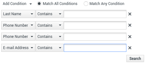 Sample Advanced Search conditions.