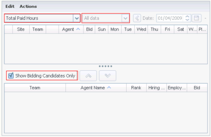 Edit and Actions tab in the Profiles Bidding view.