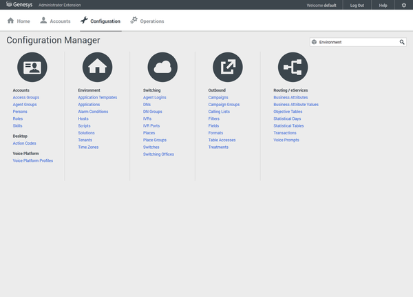 The Genesys Administrator Extension user interface.