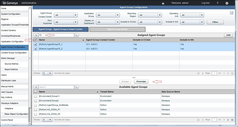 Removing Agent Groups – Removing an Agent Group–Agent Group Contact Center Relationship